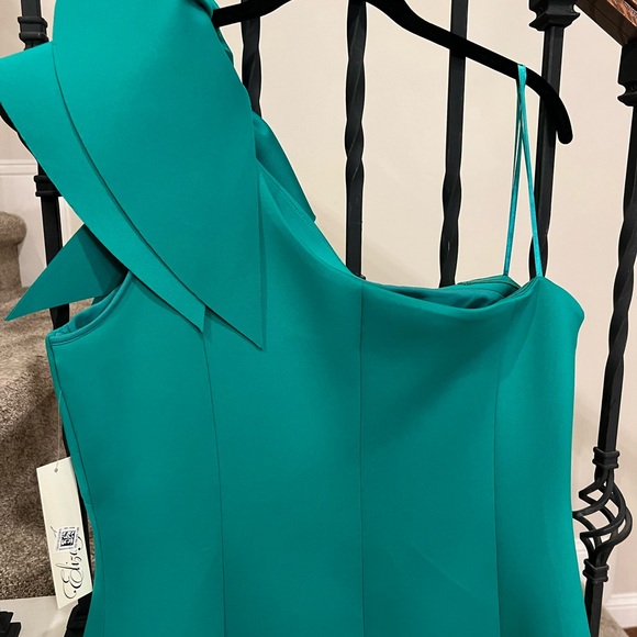 NWT Eliza J One-Shoulder Teal Dress-Size 16 - Picture 8 of 11
